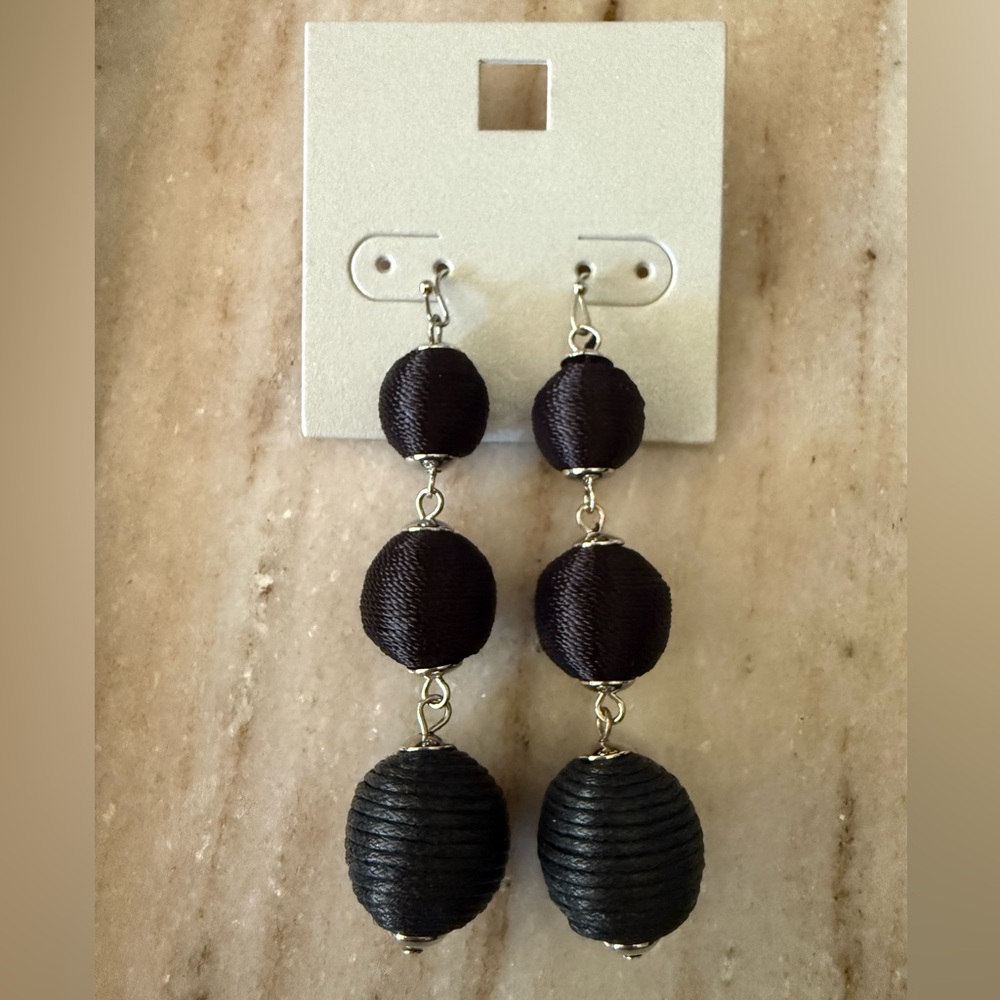 Elegant Black Beaded Drop Earrings